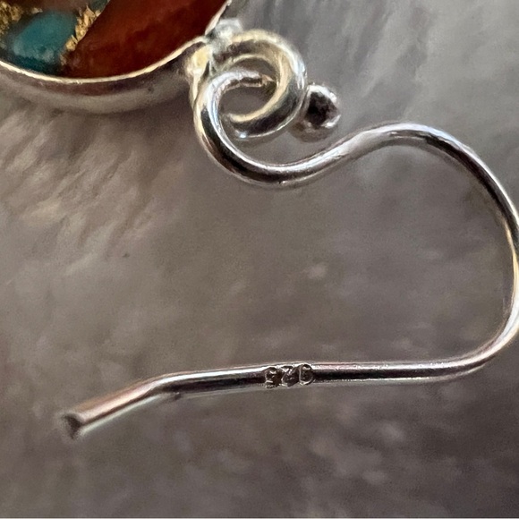 ❤️ Spiny Oyster Dangle Earrings 1.25” Southwestern 4.7gm Marked 925 - Picture 9 of 11